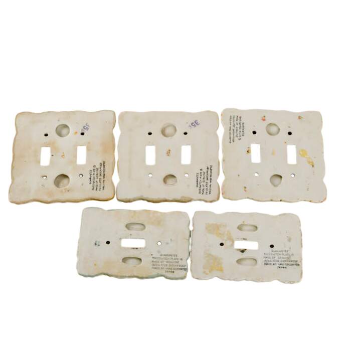 Set of Five Hand-Painted Single and Double Light Switch Plates-7