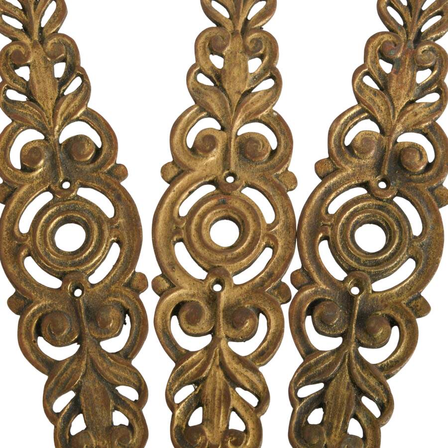 Eleven-Piece Scroll and Botanical Motif Brass Architectural Ornaments-4