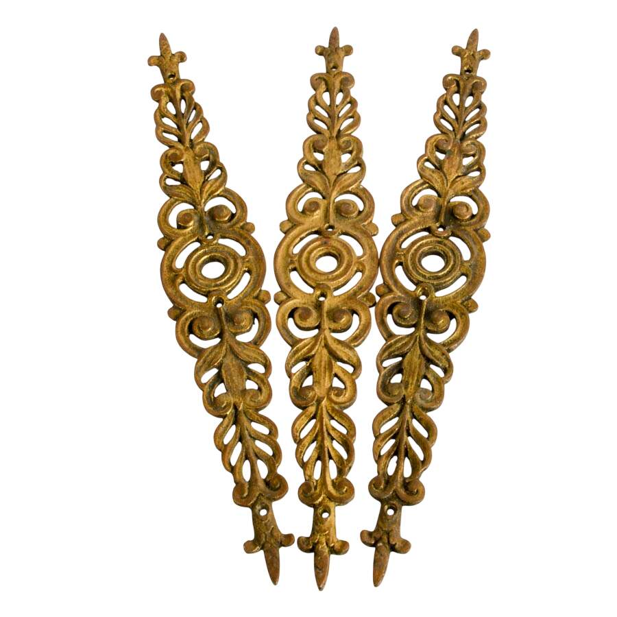 Eleven-Piece Scroll and Botanical Motif Brass Architectural Ornaments-2