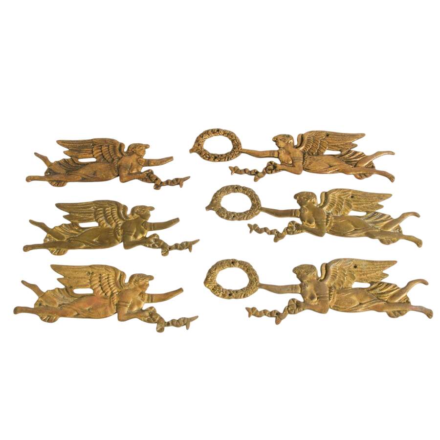 Six-Piece Figural Neoclassical Brass Architectural Ornaments-4