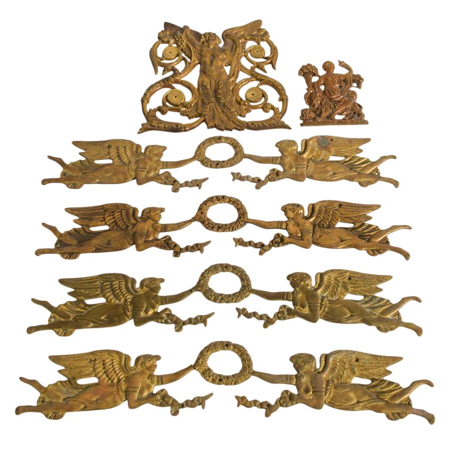 Six-Piece Figural Neoclassical Brass Architectural Ornaments-1
