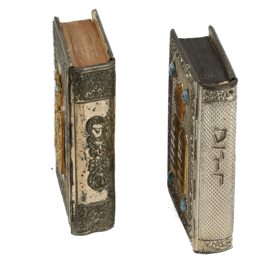Pair of Silverplated Hebrew Siddur Avodat Prayer Books-4
