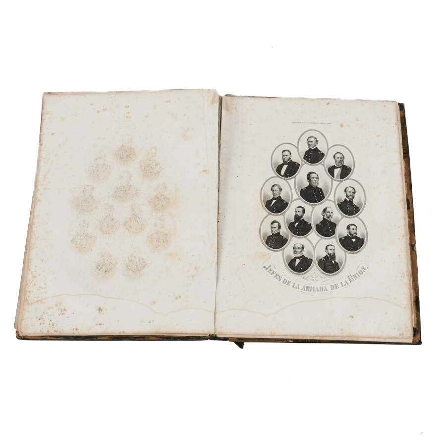 Antique Leatherbound Spanish "History of Lost States" Engravings Book-5