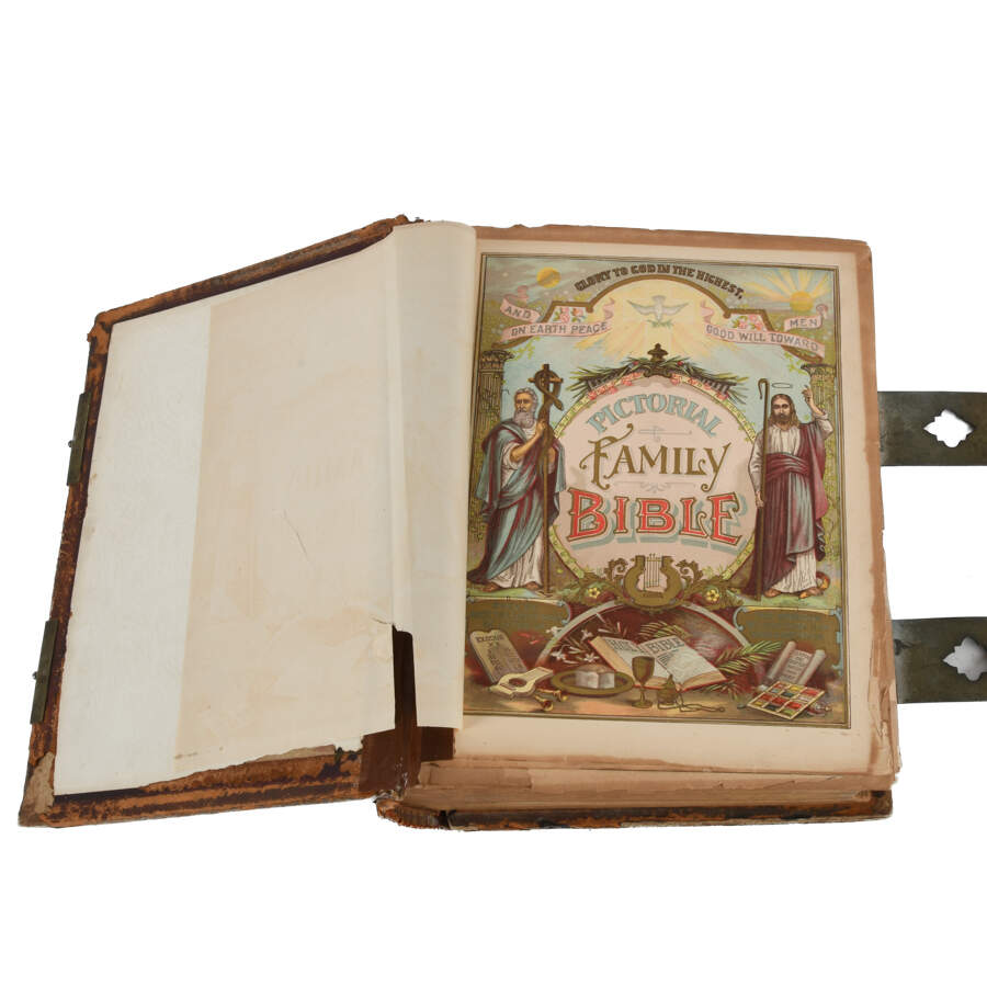 Antique Pictoral Family Bible, Dictionary, and Cities of the Bible-5