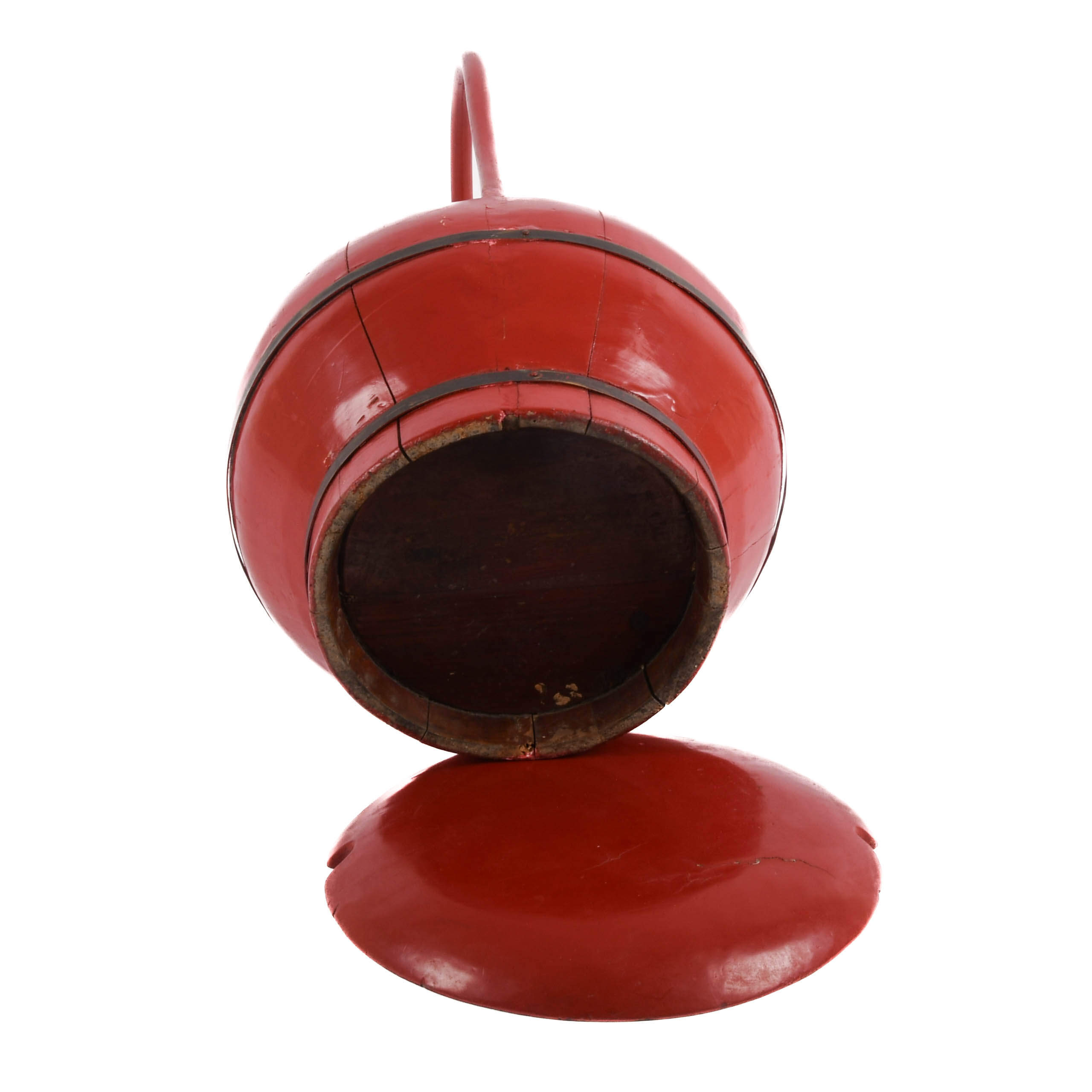 Antique Red Lacquer Chinese Wooden Wedding Basket-7