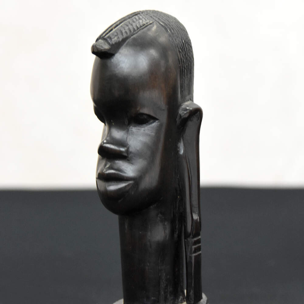 Pair of Kenyan Tribal Ebony Wood Carved Busts-5