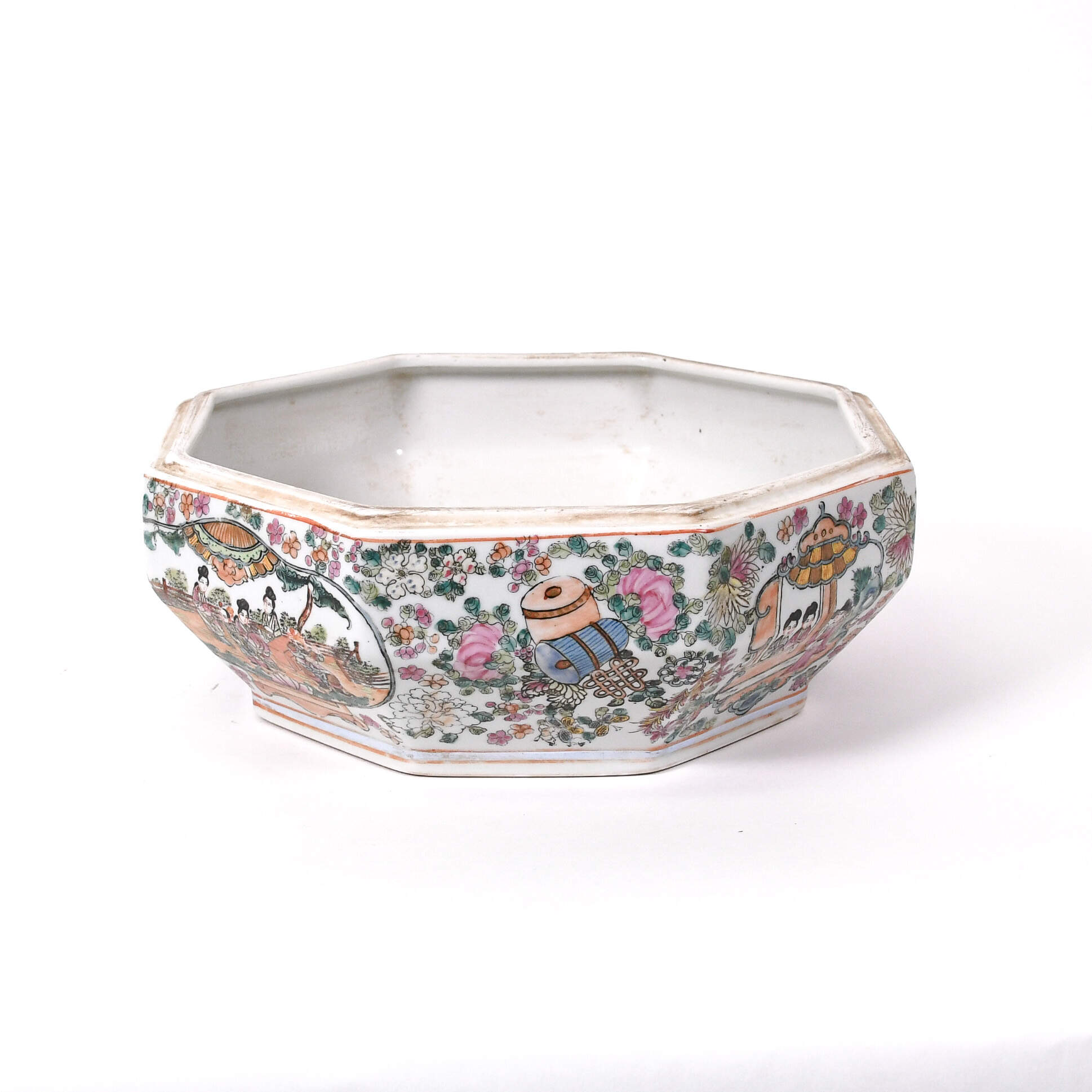 Chinese Rose Medallion Porcelain Octagonal Box-7