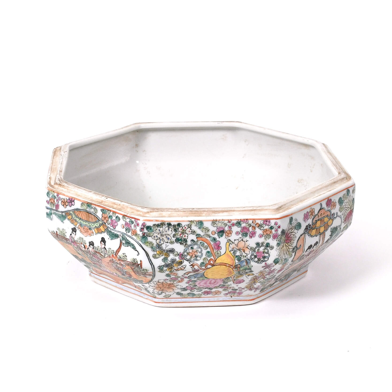 Chinese Rose Medallion Porcelain Octagonal Box-5