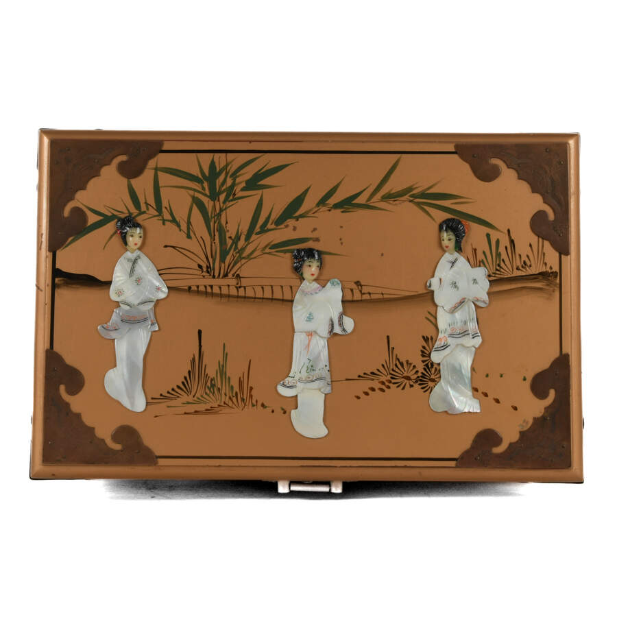 Chinese Gold Lacquer Jewelry Box-6