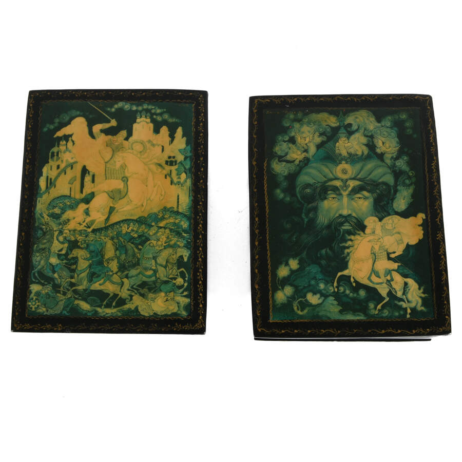 Eight-Piece Collection of Russian Hand-Painted Lacquer Boxes-7