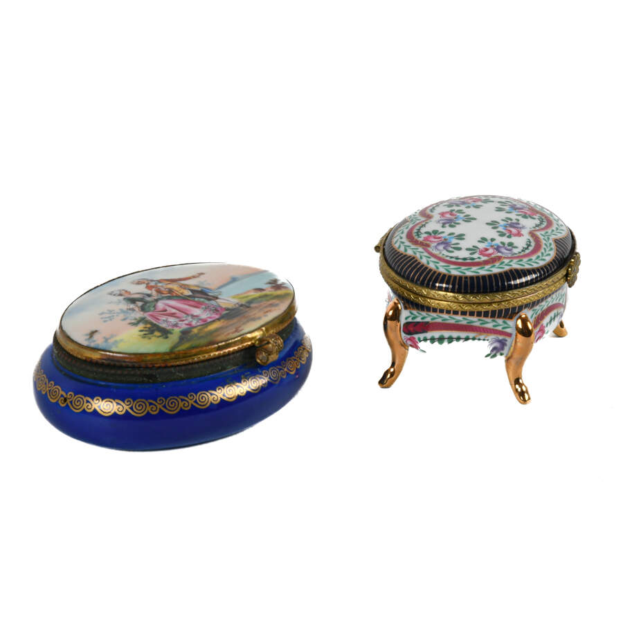 Antique Pair of Hand-Painted Dresser Boxes-3