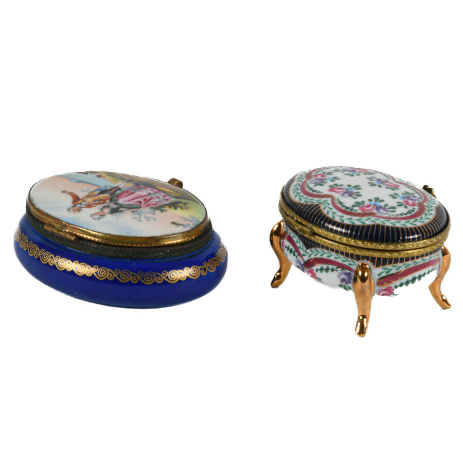 Antique Pair of Hand-Painted Dresser Boxes-2