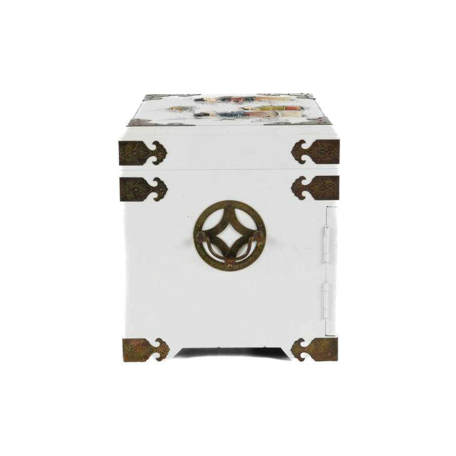 Chinese White Lacquer Figural Scene Jewelry Box-4