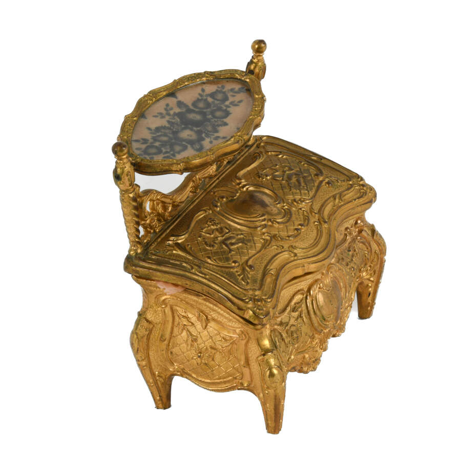 Whimsical Ornate Gilt   and Figural Jewelry Casket-4