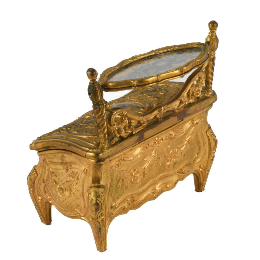 Whimsical Ornate Gilt   and Figural Jewelry Casket-3