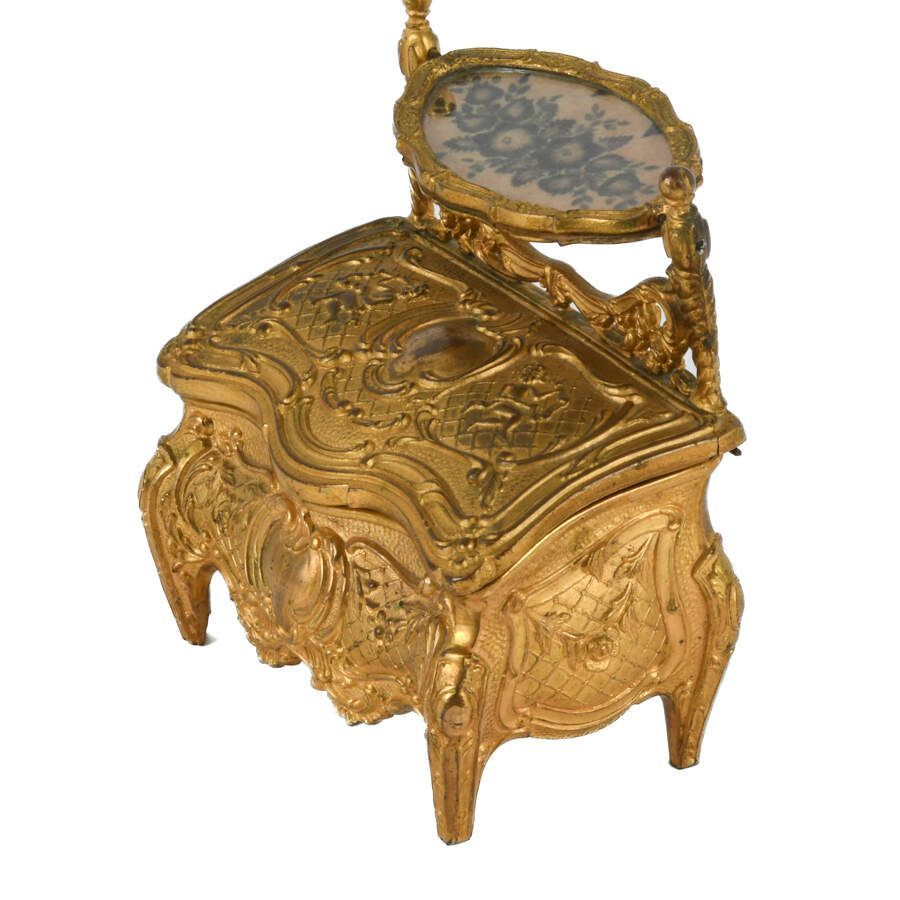 Whimsical Ornate Gilt   and Figural Jewelry Casket-2