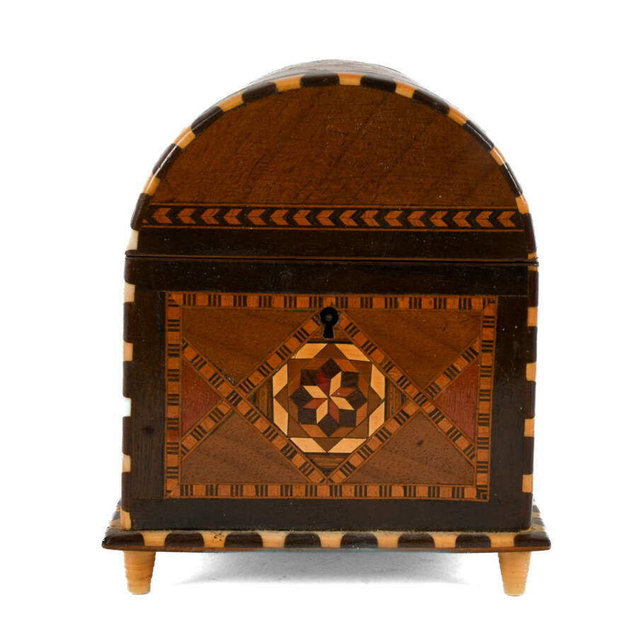 Spanish Marquetry Inlaid Architectural Model Jewelry Chest-3