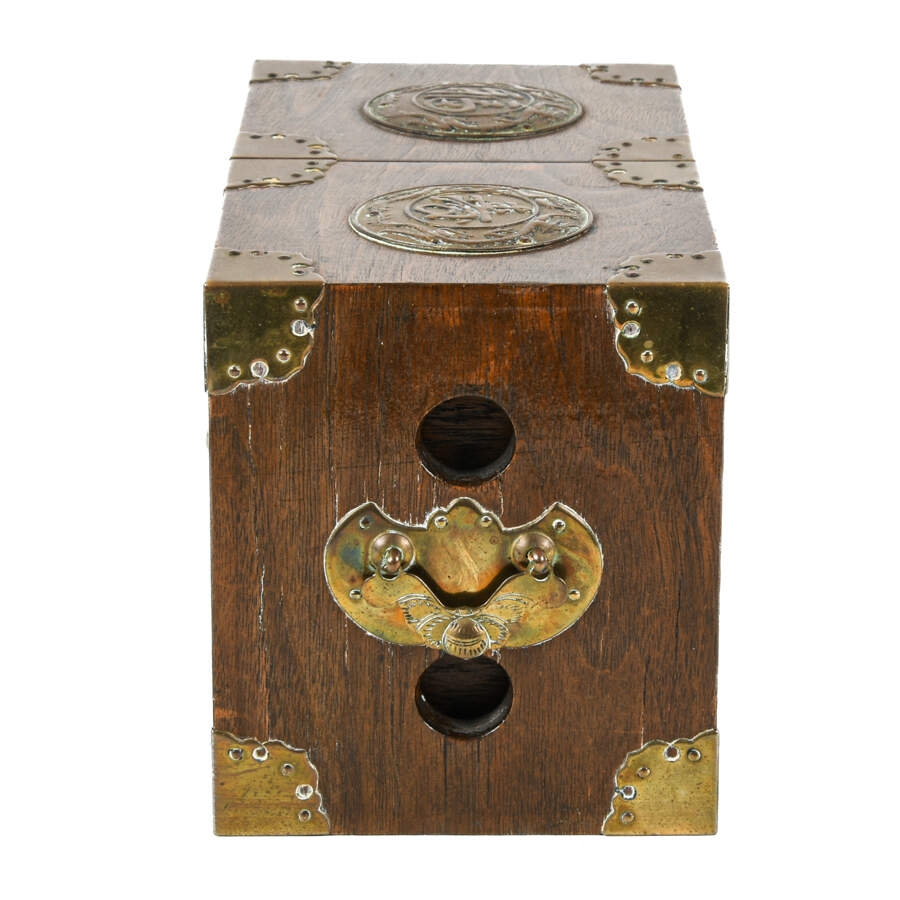 Chinese Folding Hardwood Jewelry Box with Brass Mounts-2