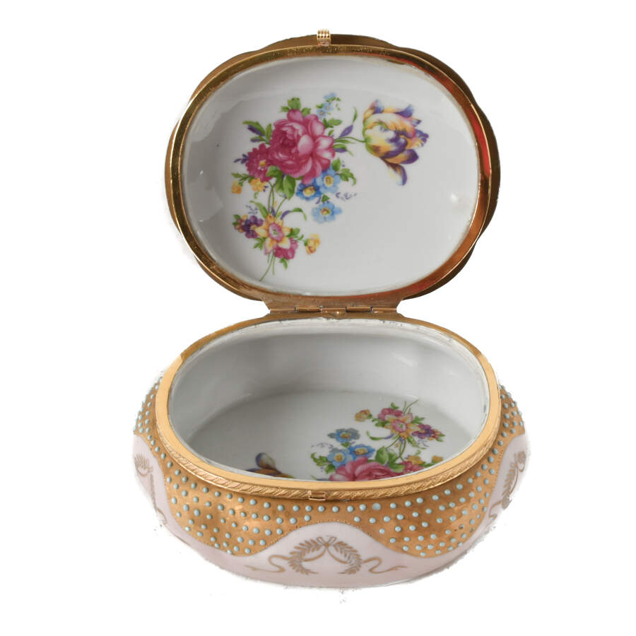 Vintage Ardalt Jeweled Moriage Portrait Powder Box-5