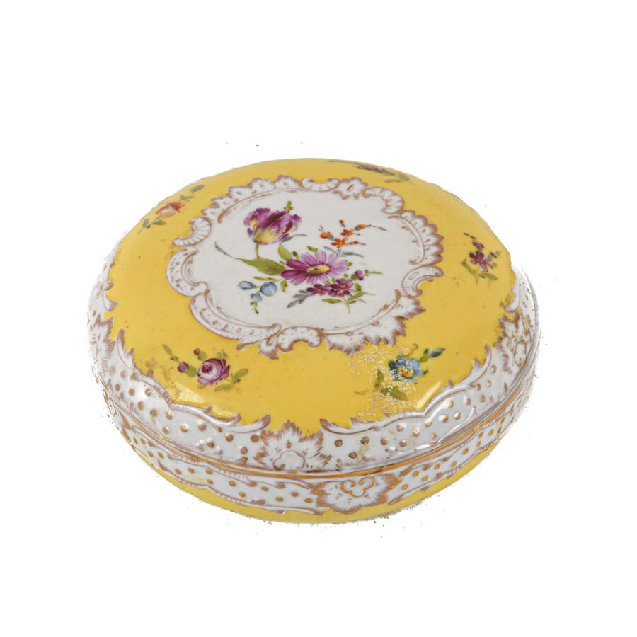 German Dresden Flower Hand-Painted Porcelain Dresser Box-1