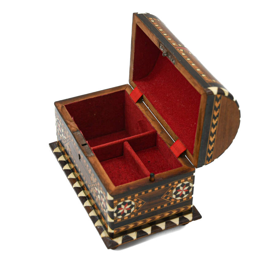 Spanish Dome Top Marquetry Inlaid Jewelry Chest-6