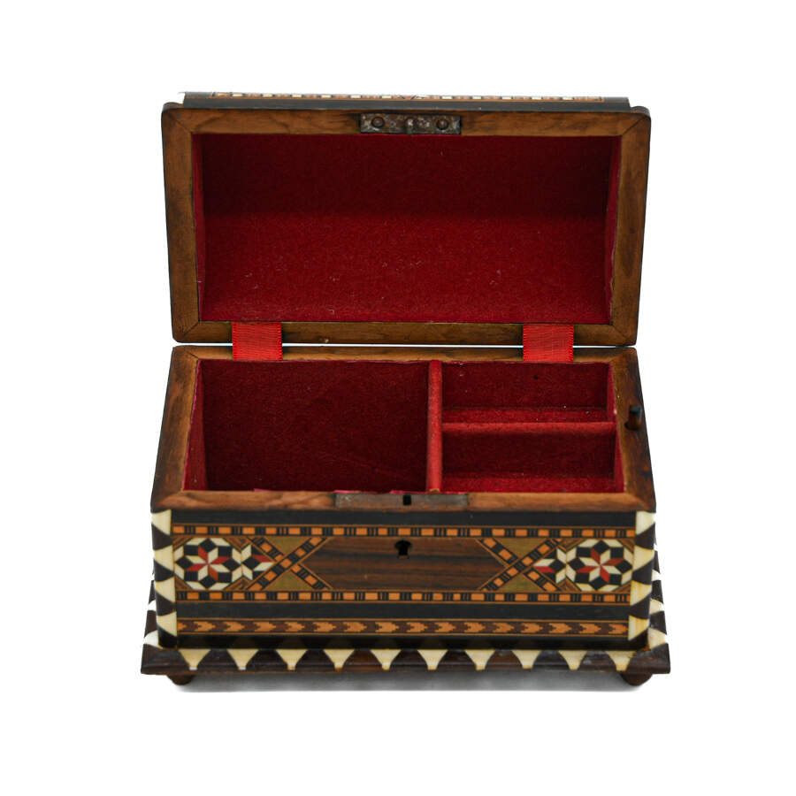 Spanish Dome Top Marquetry Inlaid Jewelry Chest-5
