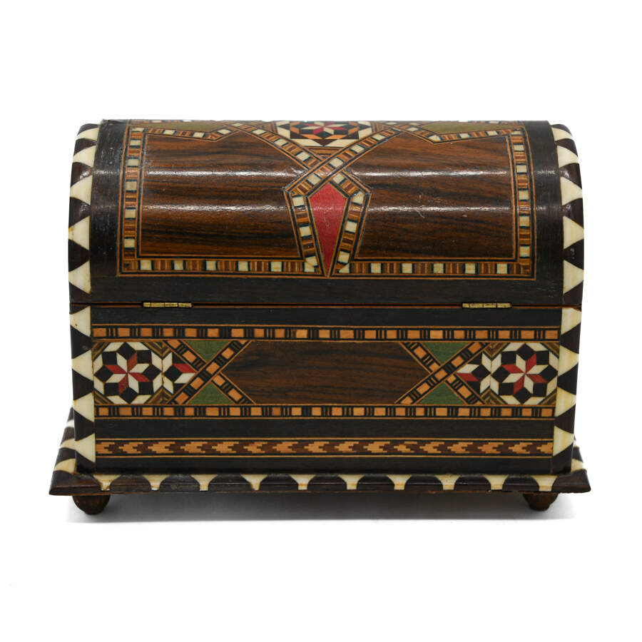 Spanish Dome Top Marquetry Inlaid Jewelry Chest-4