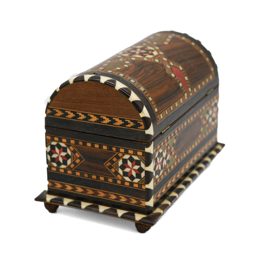 Spanish Dome Top Marquetry Inlaid Jewelry Chest-3