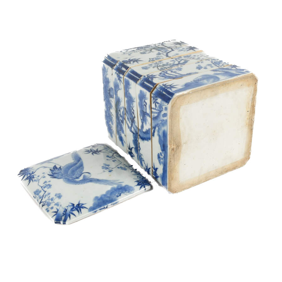 Antique Japanese Blue and White Five-Tiered Stacked Rectangular Lunch Box-5