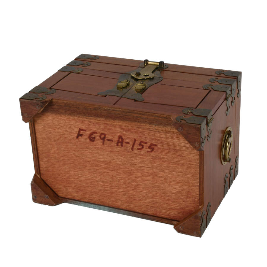 Red Chinese Wood and Brass Jewelry Box-8