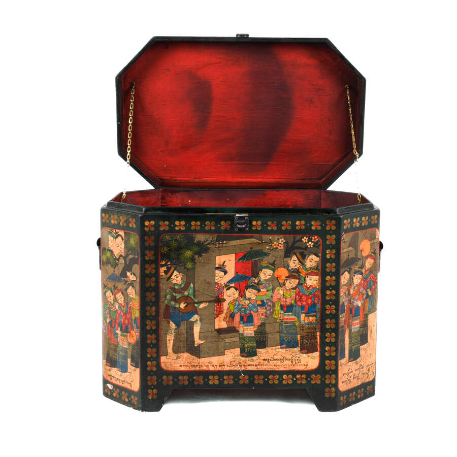 Burmese Decorated Wedding Chest-2