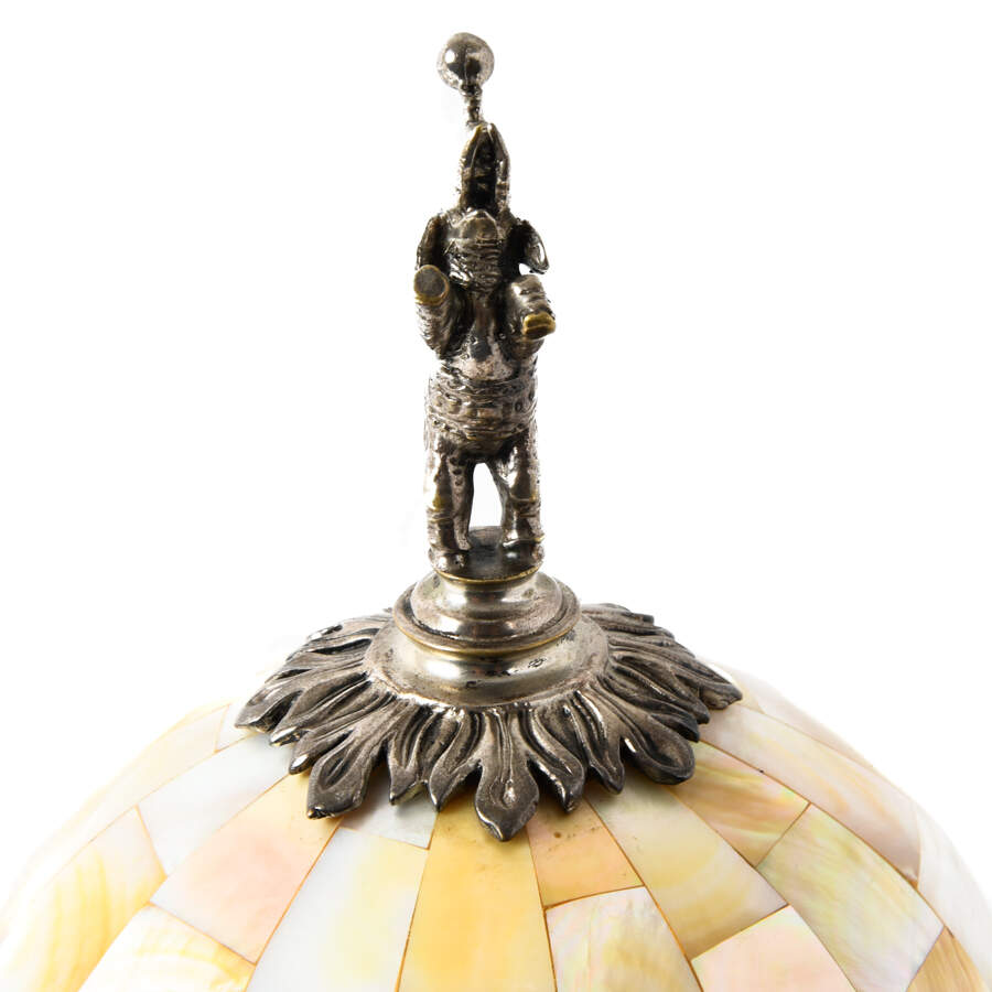 Maitland-Smith Mid-Century Modern Mother of Pearl Egg and Figural Box-3