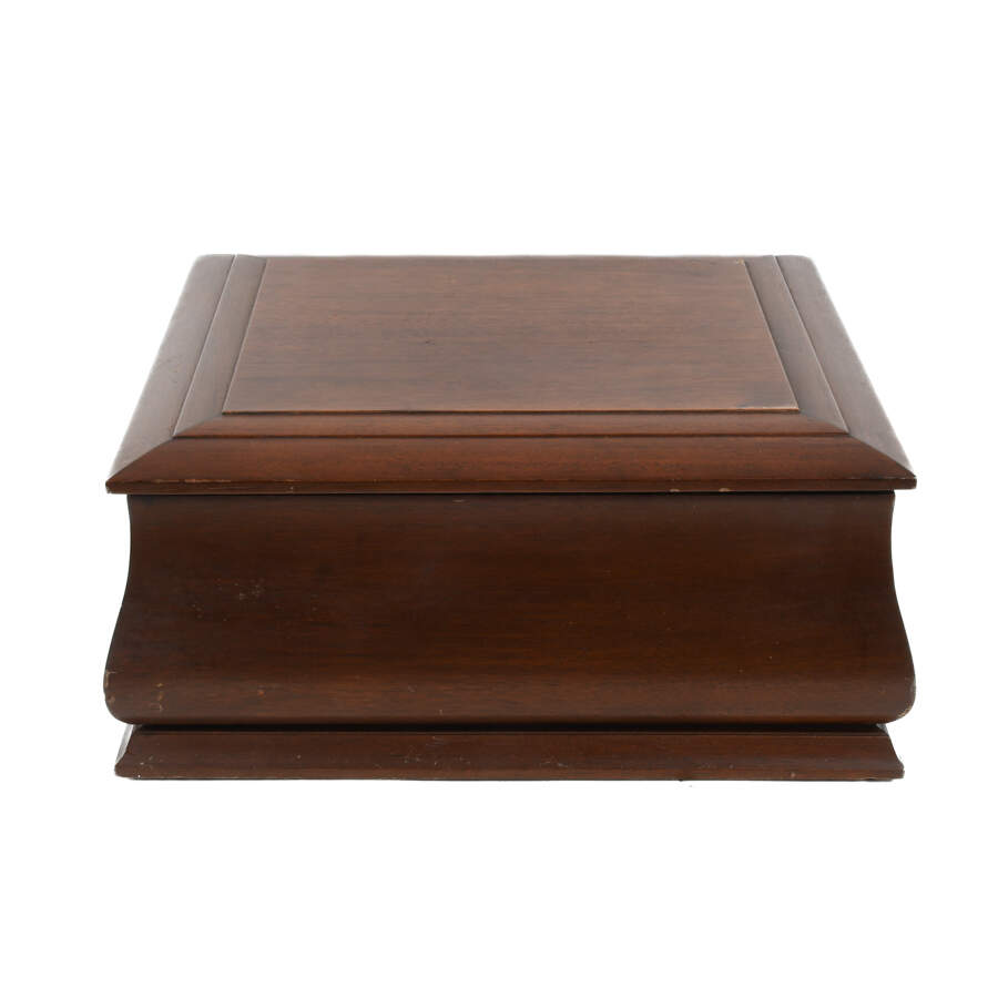 Large Mahogany and Ornate Brass Handle Jewelry Casket-4