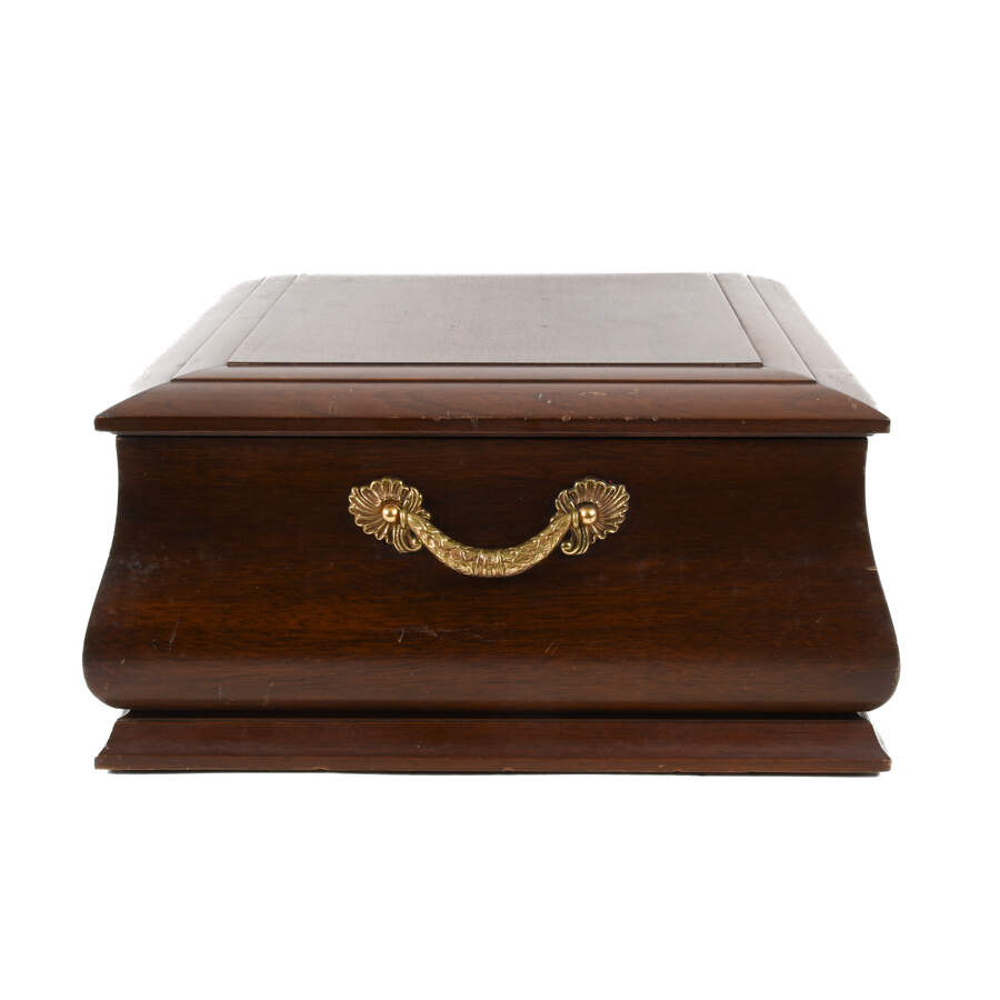 Large Mahogany and Ornate Brass Handle Jewelry Casket-3