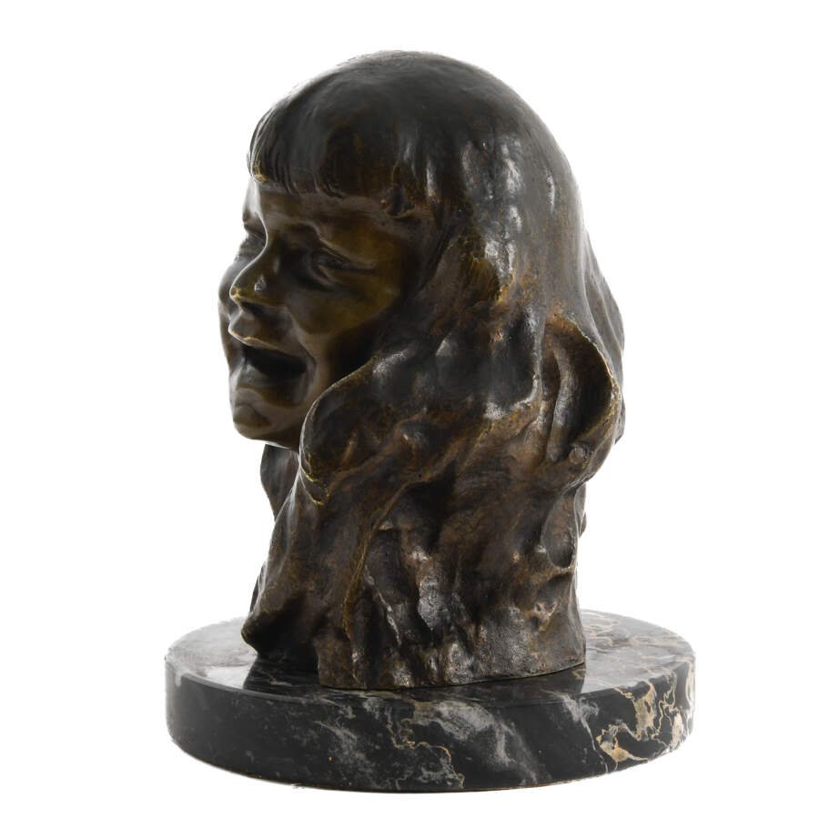 Patinaed Bronze Girl Bust After Corrado Betta-3