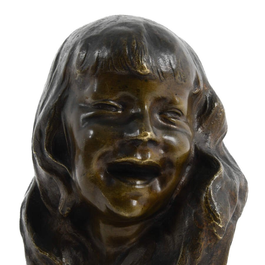 Patinaed Bronze Girl Bust After Corrado Betta-2