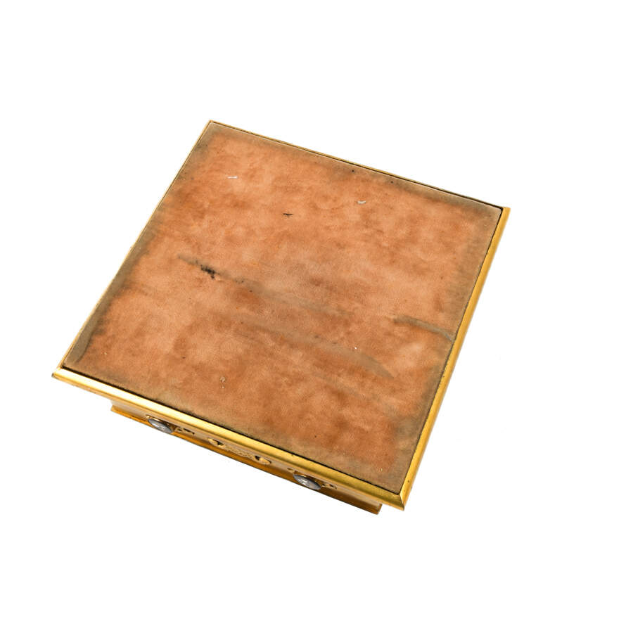 Antique Gilded Bronze Sewing Box with Pietra Dura Inset Stones-6
