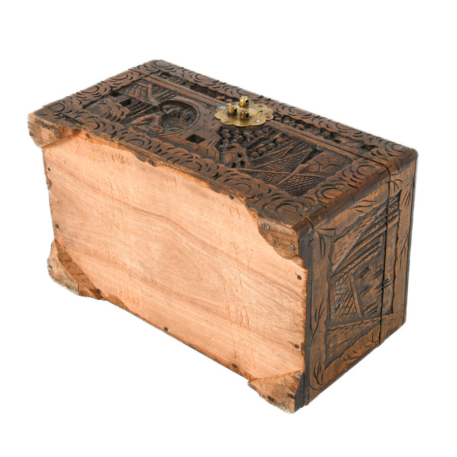 Chinese Carved Wood Camphor Storage Box-14