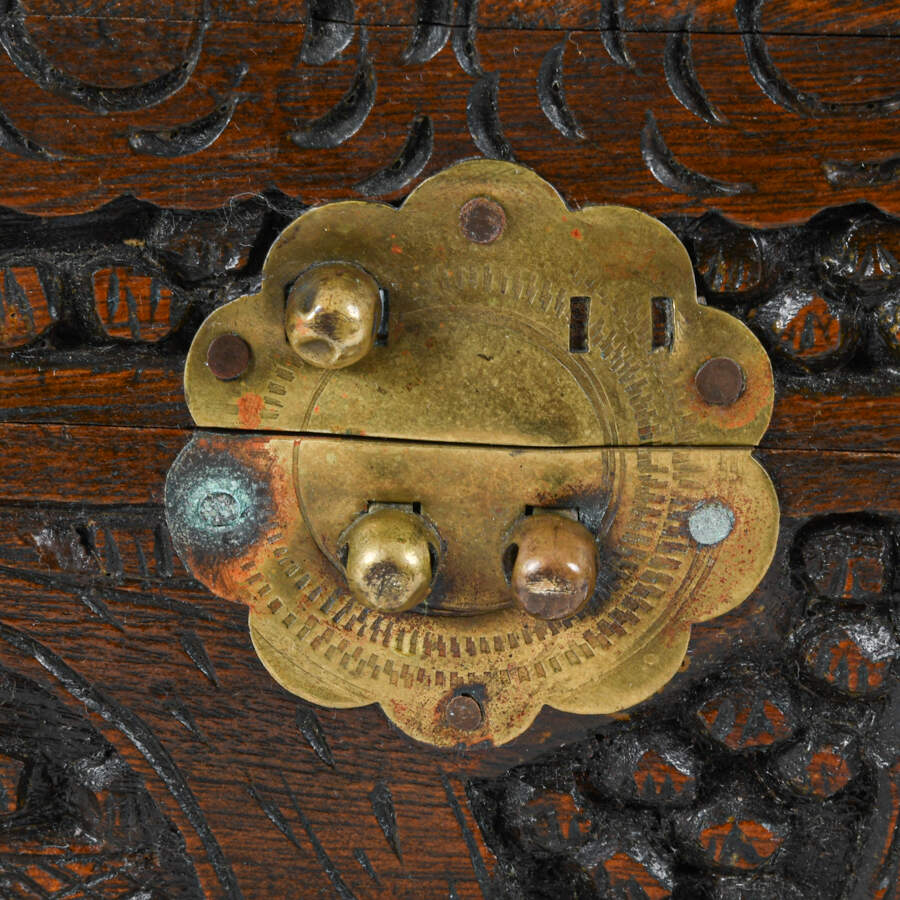 Chinese Carved Wood Camphor Storage Box-13