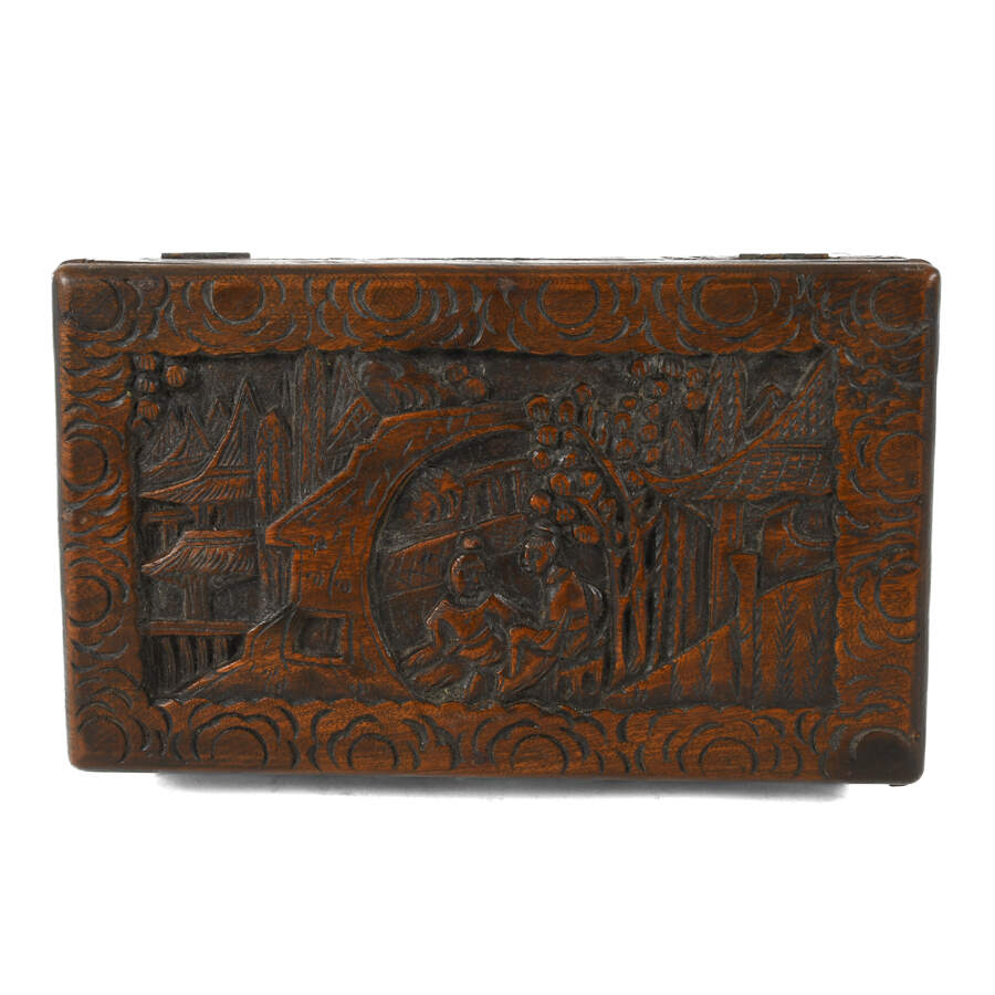 Chinese Carved Wood Camphor Storage Box-9