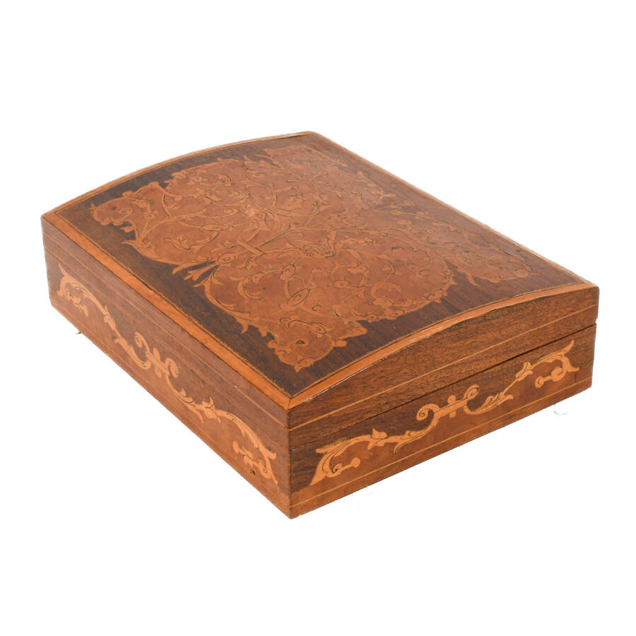 Antique Italian Marquetry Inlaid Music Jewelry Box-2