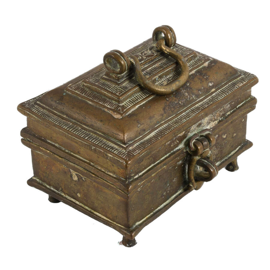 Antique Bronze Footed Jewelry Casket-5