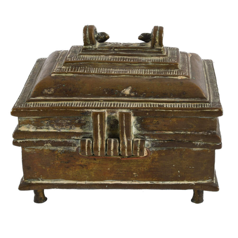 Antique Bronze Footed Jewelry Casket-4