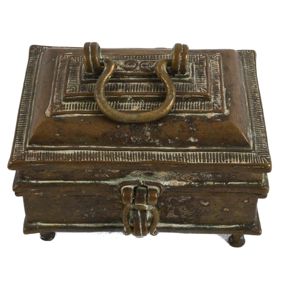 Antique Bronze Footed Jewelry Casket-2