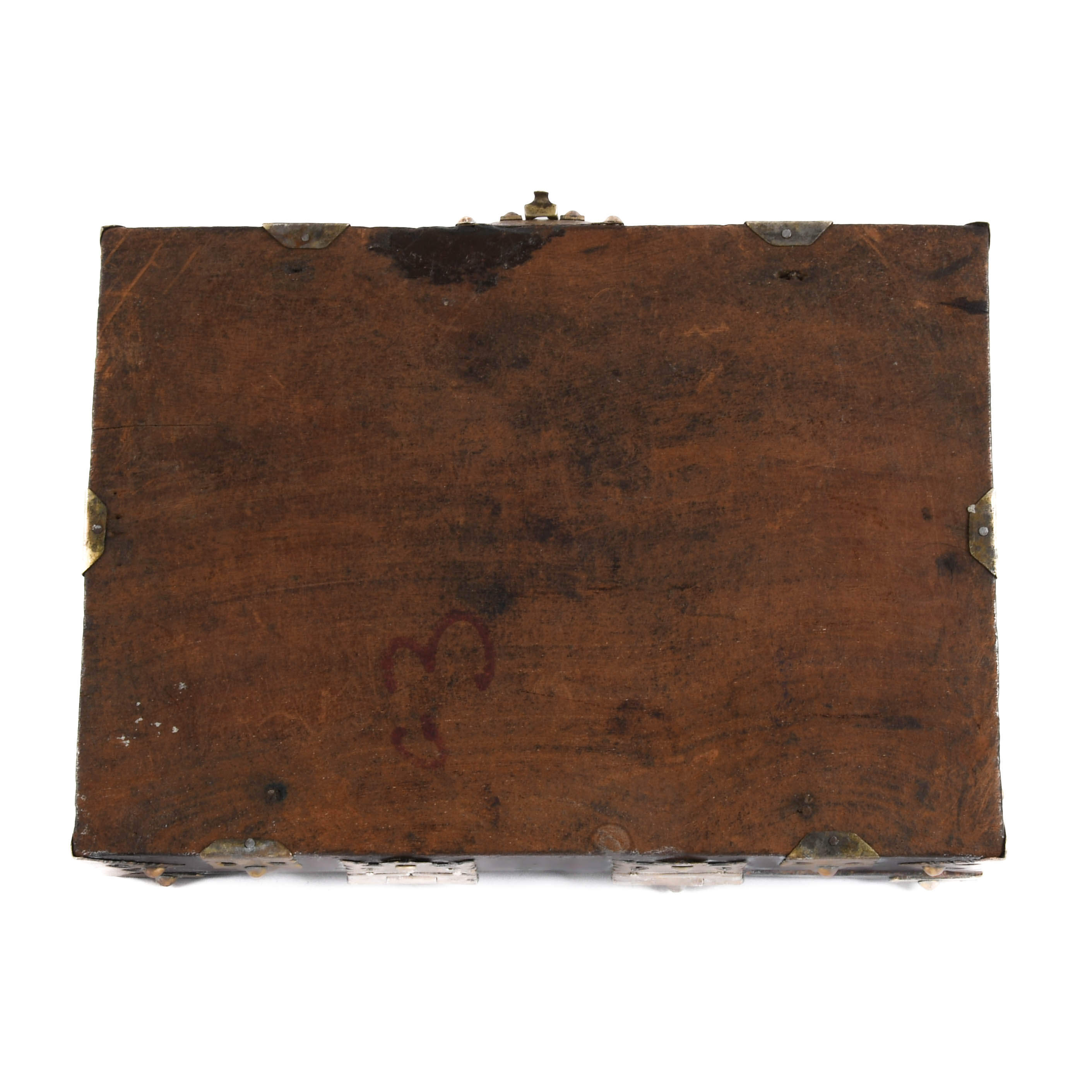 Antique Wood and Brass Dowry Jewelry Box-7
