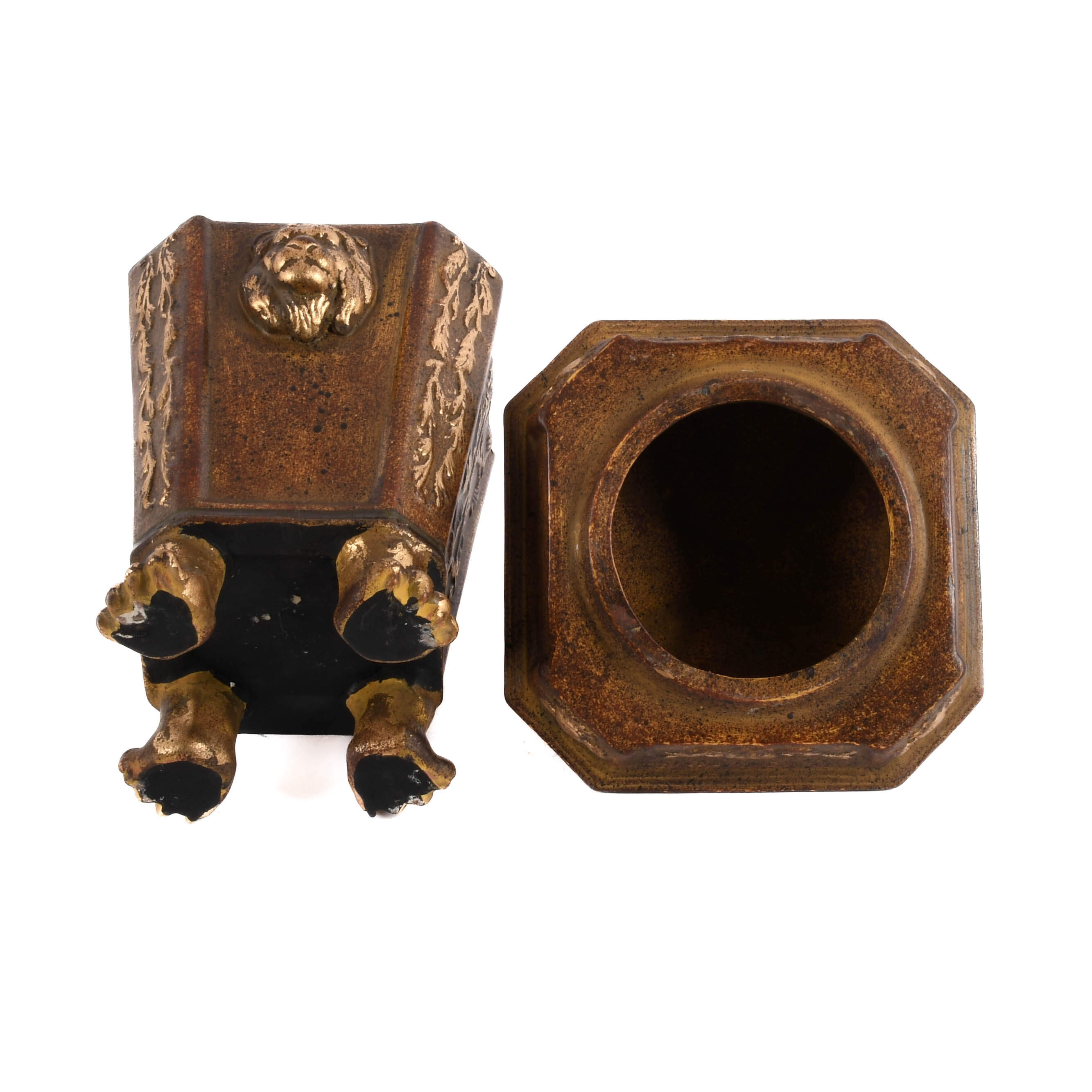 Decorative Lidded Pot with Lion Paw Feet Motif-7