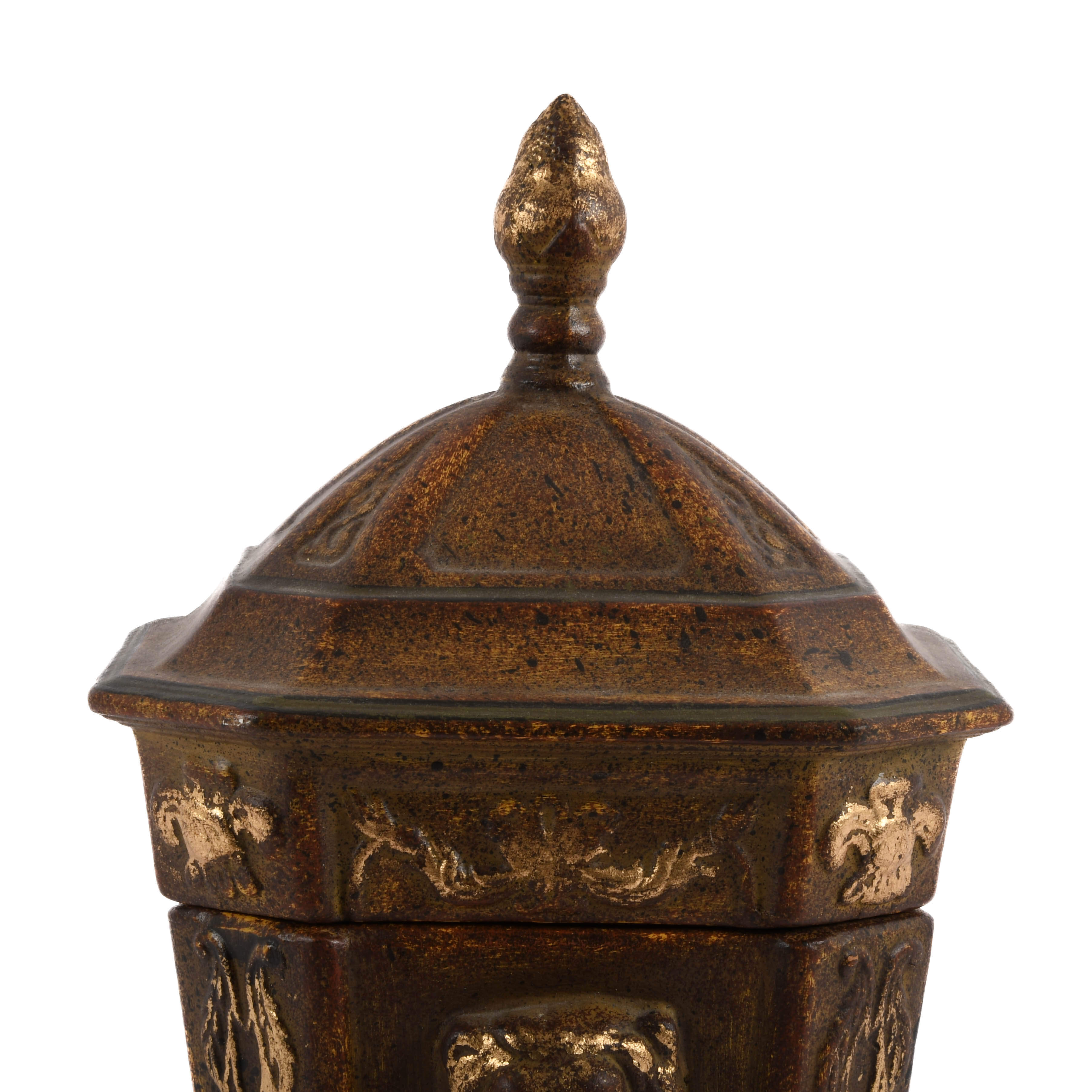 Decorative Lidded Pot with Lion Paw Feet Motif-2