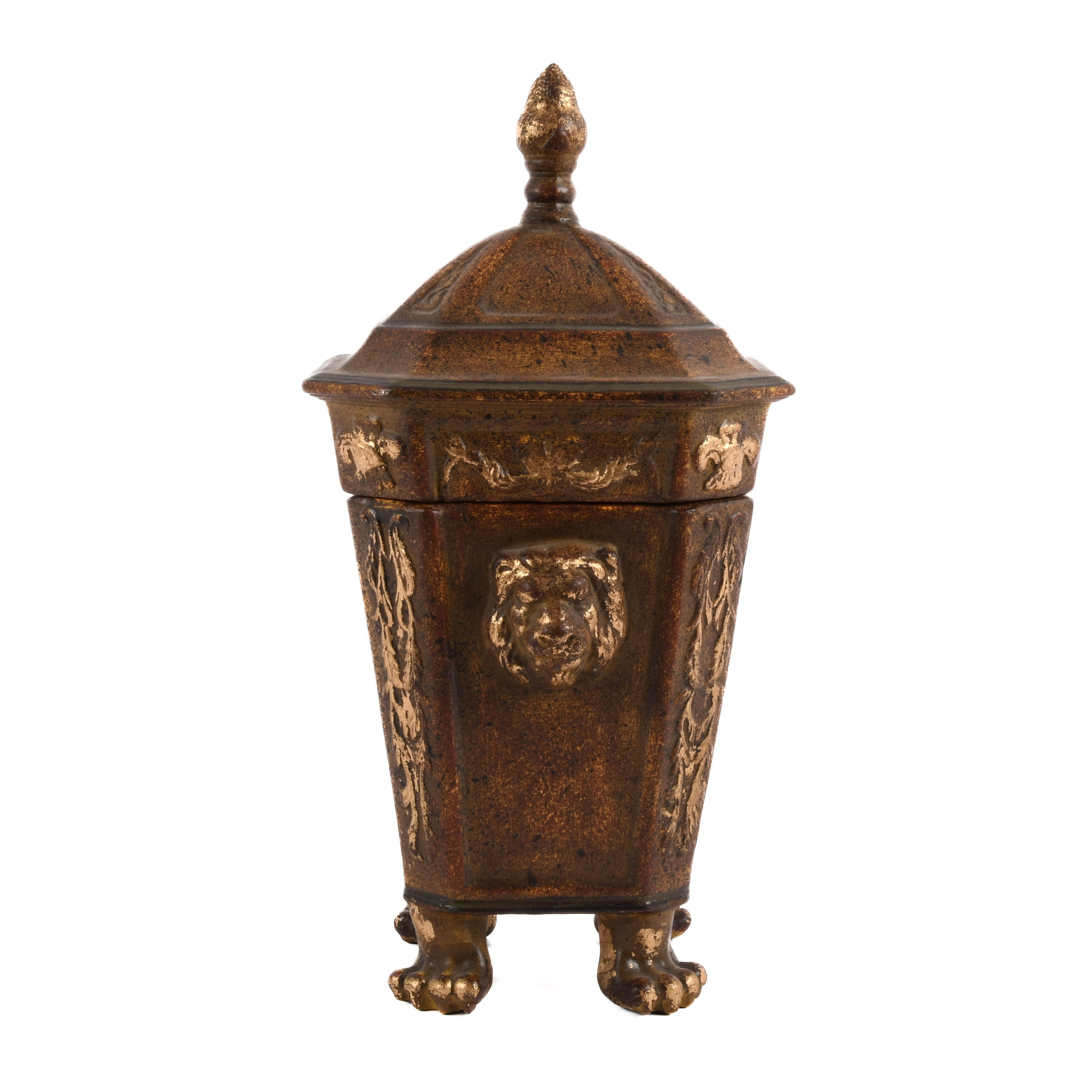 Decorative Lidded Pot with Lion Paw Feet Motif-1