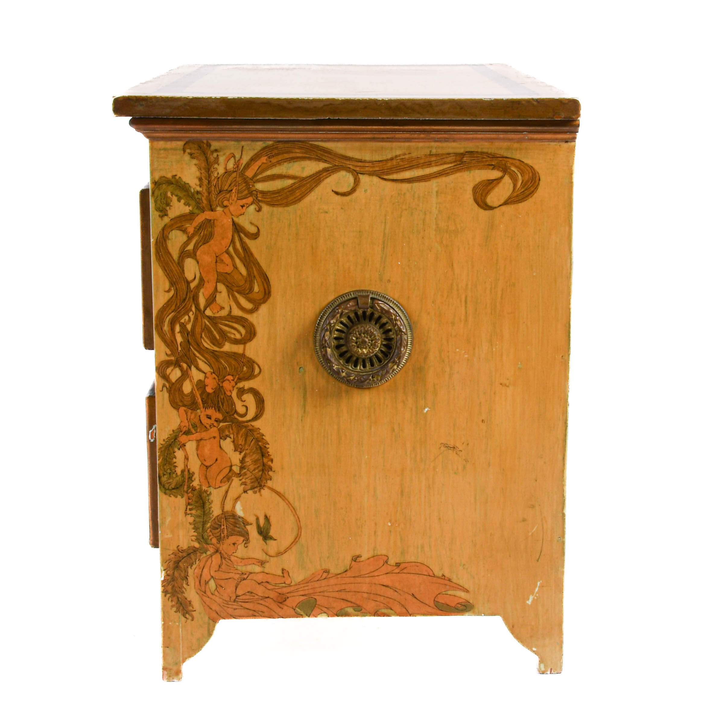Bench Made Wood and Hand-Decorated Tabletop Storage Cabinet-5