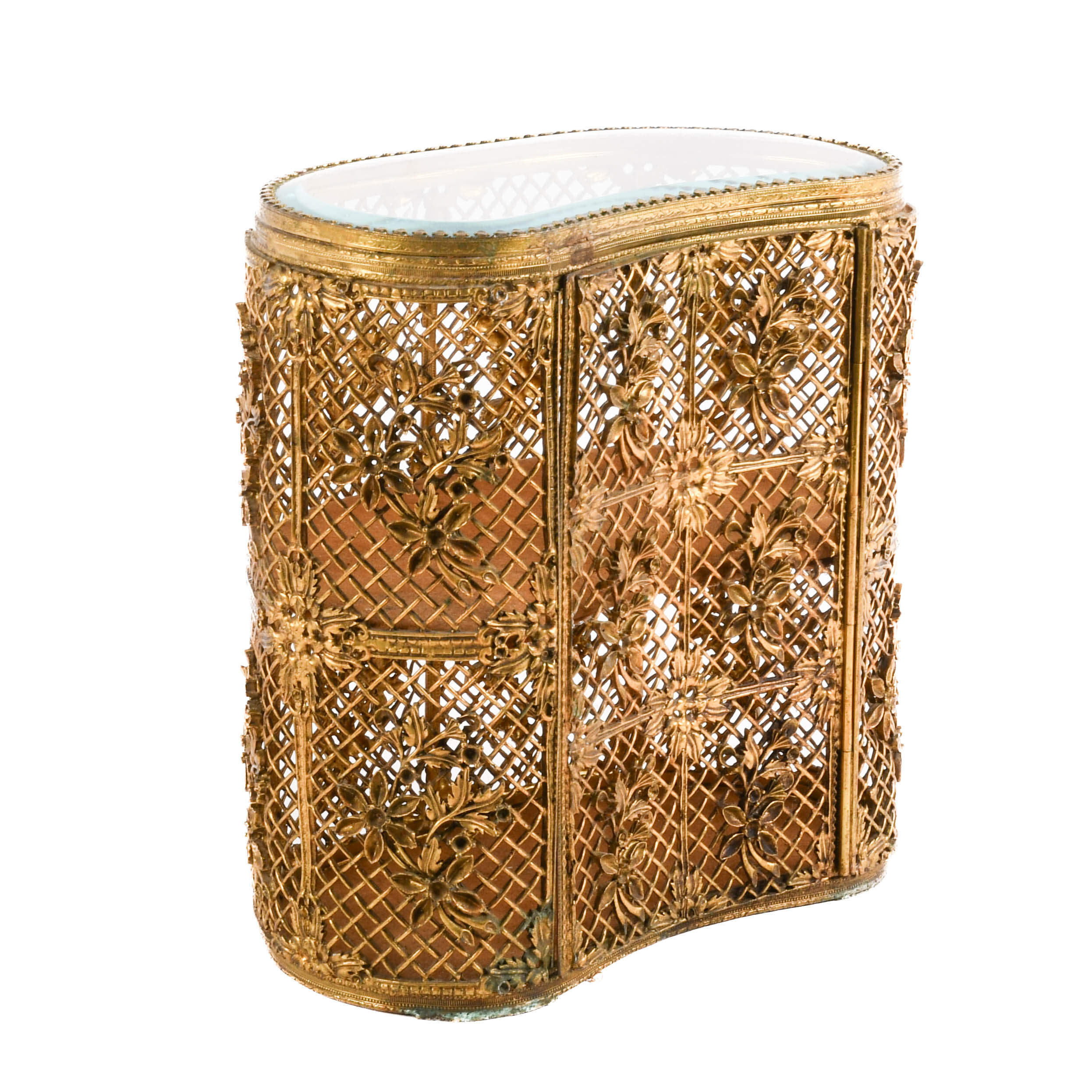 Hollywood Regency Gilt Brass Two-Tier Jewelry Vitrine-5